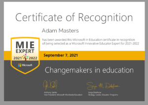 Microsoft Innovative Educator Expert 2021-2022 Issued by Microsoft Education