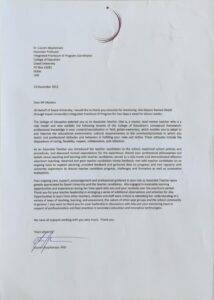 Lead Mentor commendation (2012)